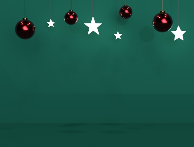 Palla di Natale e sfondo stella Verde per striscioni o promozioni