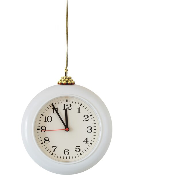 Palla di Natale - orologio isolato su sfondo bianco