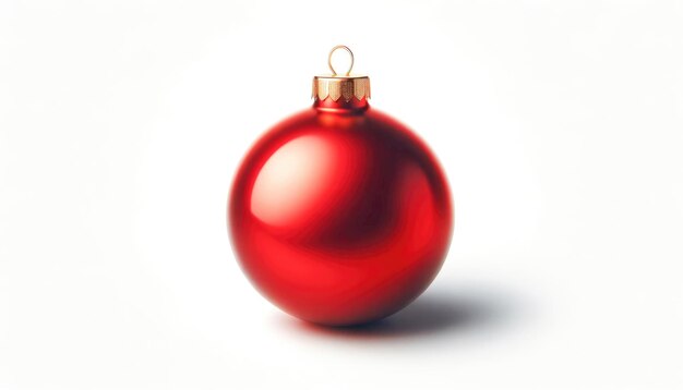 Palla di Natale rossa isolata su uno sfondo bianco con spazio di copia