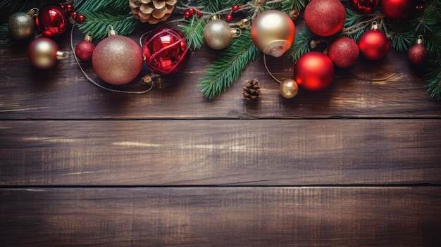Palla di Natale su fondo di legno