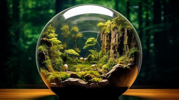 palla di vetro nella foresta AI generativa