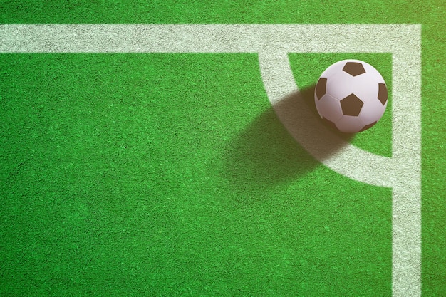 palla nell'angolo del campo di calcio che si prepara per un calcio d'angolo