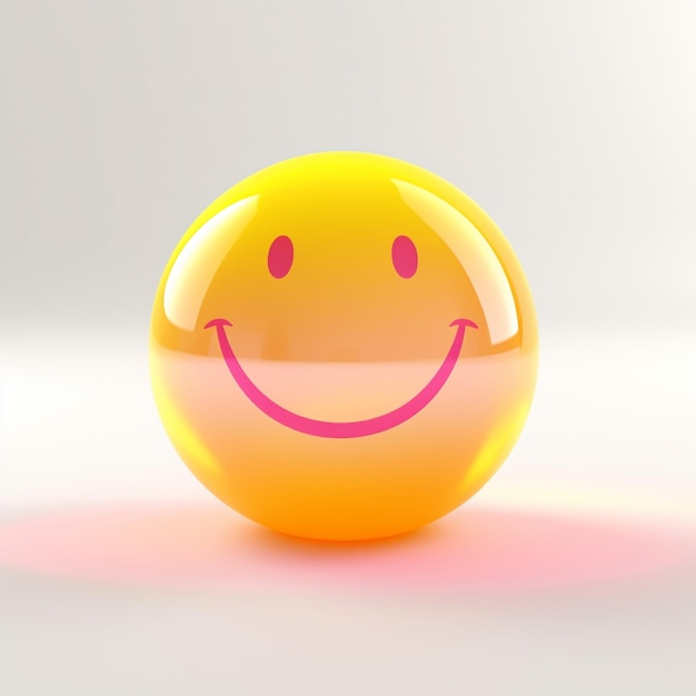 Palla sorridente su sfondo bianco Rendering 3D Emoticon