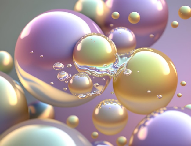 Palle colorate sfondo di forme liquide dinamiche creato con tecnologia Generative AI