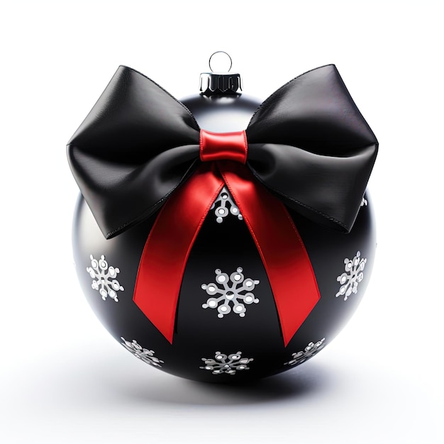palle di Natale fiocchi di neve neri arco rosso nello stile di u immagine