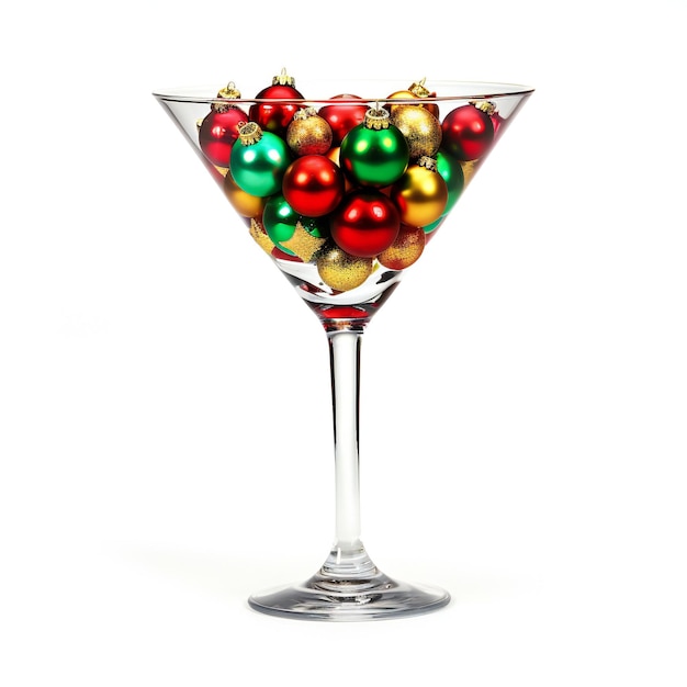Palle di Natale in vetro martini isolate su sfondo bianco