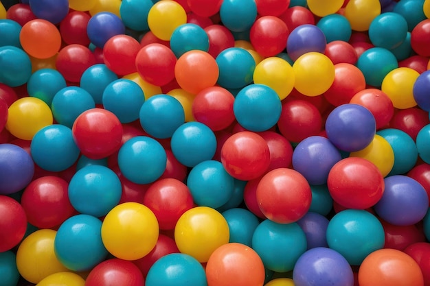 Palle di plastica colorate in una fossa da gioco