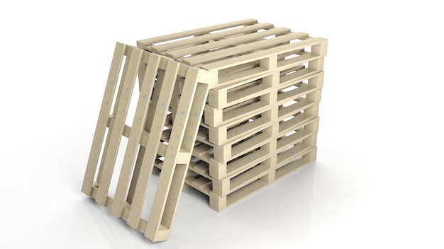 Pallet di legno isolati su sfondo bianco