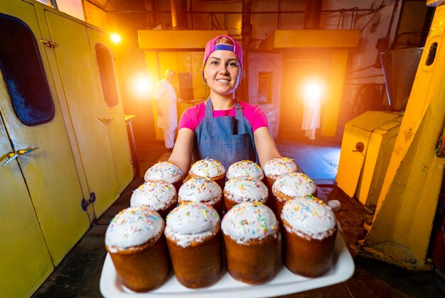 Pallets con Pasqua al forno Produzione industriale di dolci pasquali Panetteria