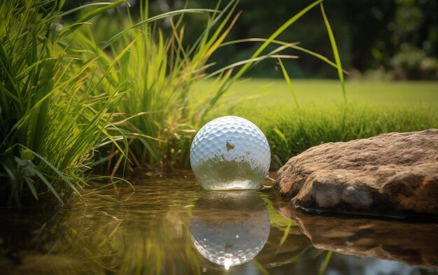 Pallina da golf in corso d'acqua IA generativa