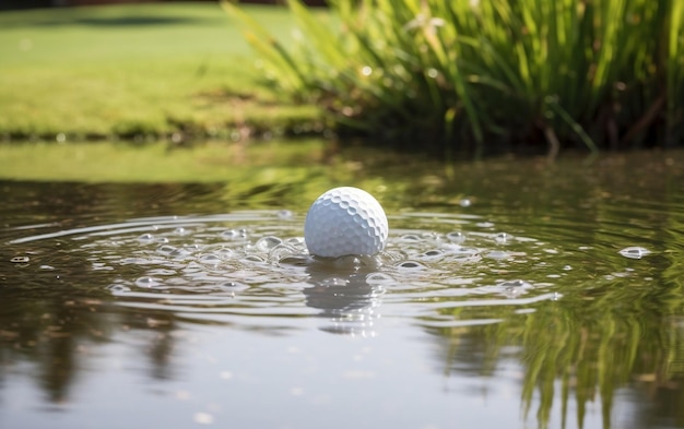 Pallina da golf in corso d'acqua IA generativa