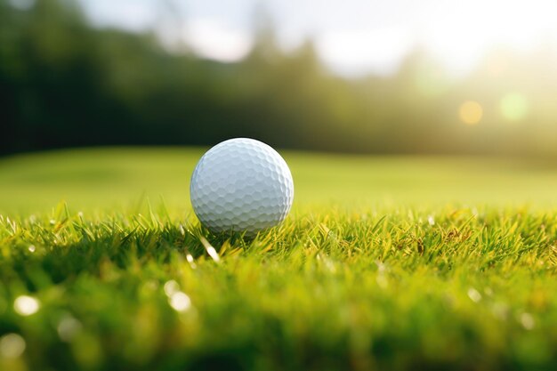 Pallina da golf sull'erba AI generativa