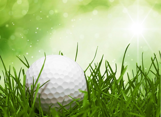 Pallina da golf sullo sfondo dell'erba. Concetto di sport e ricreazione