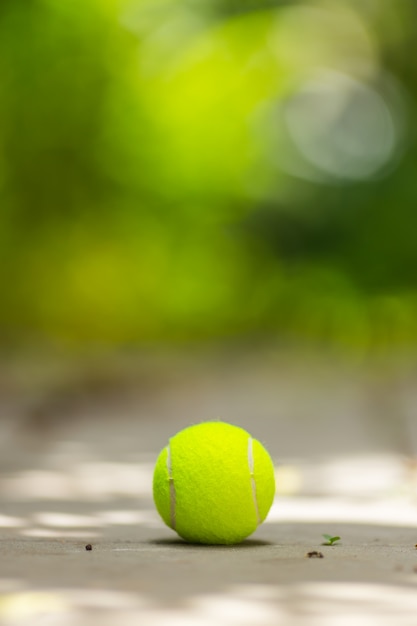 Pallina da tennis nella fine del giardino su