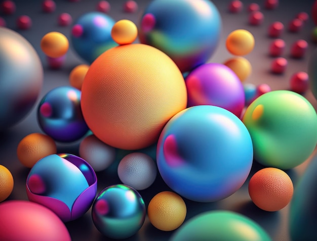 Palline colorate Sfondo di forme liquide dinamiche creato con la tecnologia Generative AI