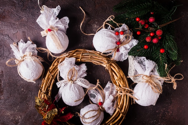 Palline di Natale in tessuto retrò