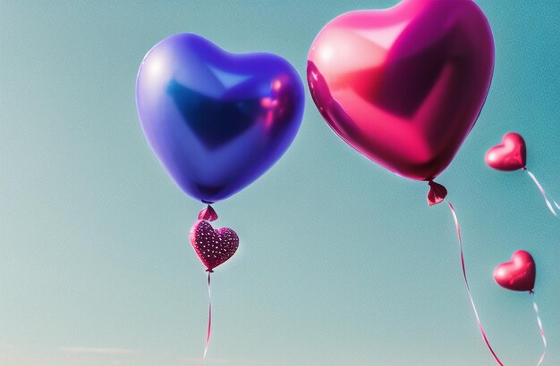 Palloncini a cuore Palloncini ad elio per celebrare l'amore San Valentino bambini Generative AI