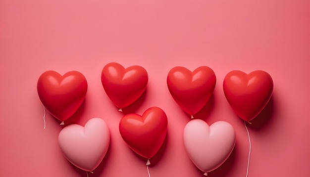 Palloncini a forma di cuore su sfondo rosa, festa di San Valentino