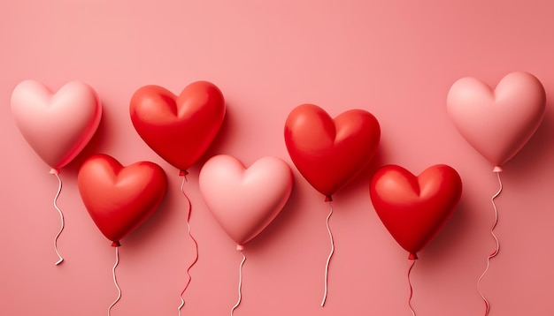 Palloncini a forma di cuore su sfondo rosa, festa di San Valentino