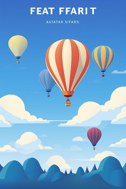 palloncini ad aria calda nel cielo illustrazione artistica vettoriale