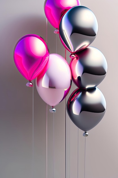 Palloncini argento e rosa