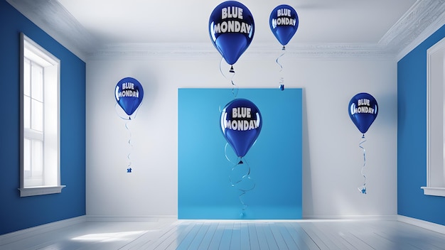palloncini blu con un tema lunedì blu