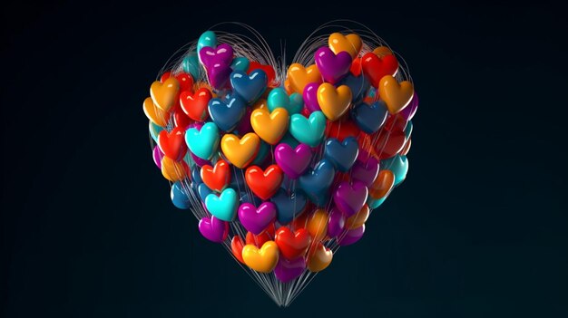 Palloncini colorati a forma di cuore IA generativa