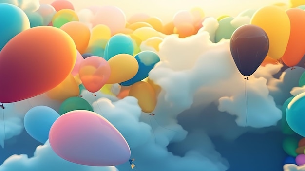 palloncini colorati che galleggiano nel cielo