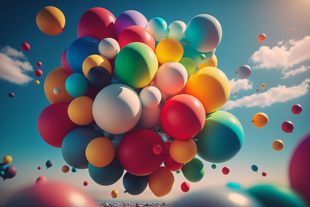 palloncini colorati che volano nel cielo