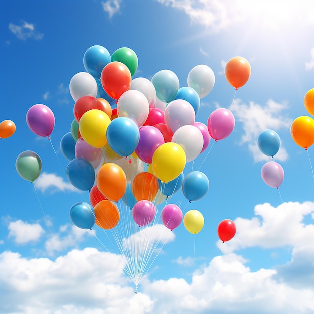 Palloncini colorati nel cielo blu
