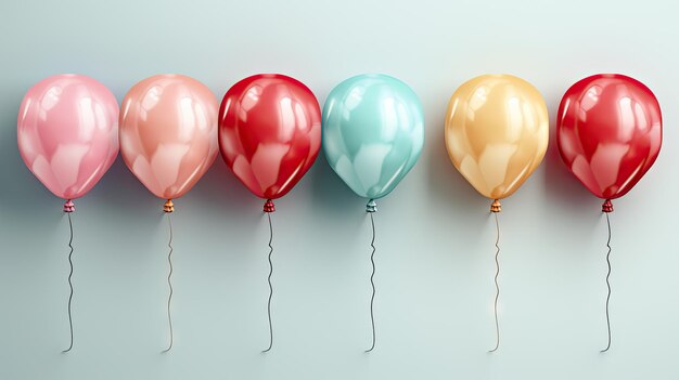 Palloncini colorati su uno sfondo bianco illustrazione di rendering 3D Generative AI