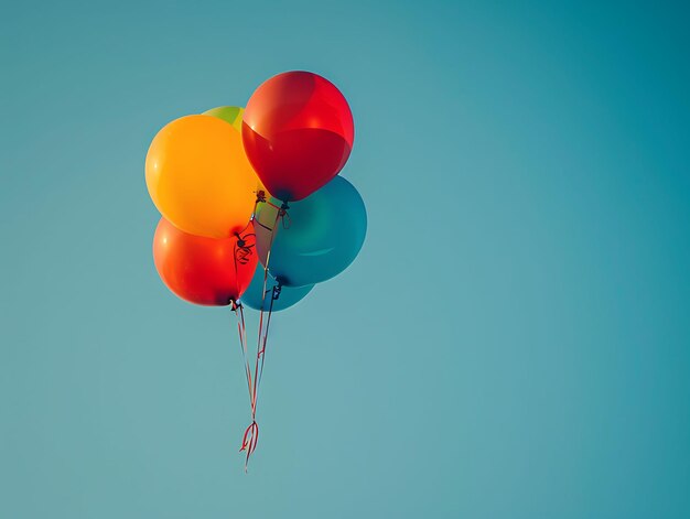 Palloncini come ombra di silhouette con corde che si allontanano Foto creativa di sfondo elegante