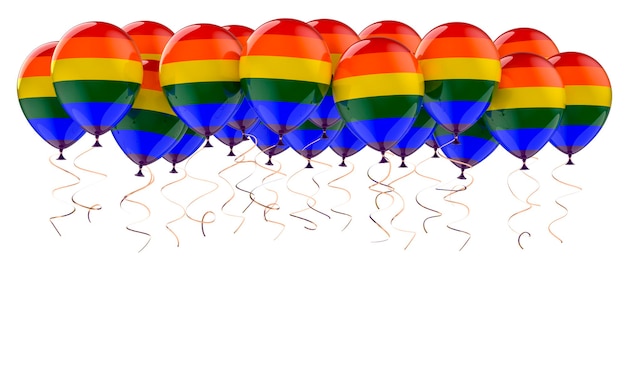 Palloncini con bandiera arcobaleno LGBTQ rendering 3D