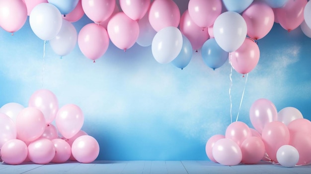 Palloncini con uno sfondo blu e un cielo blu