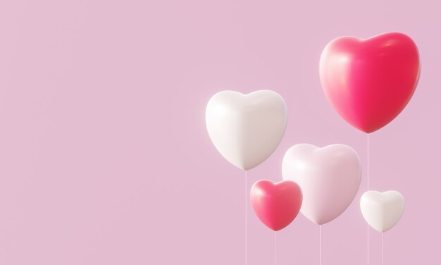 Palloncini cuore rosso e bianco 3D