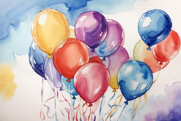 Palloncini di elio colorati a mezz'aria che creano una celebrazione festosa