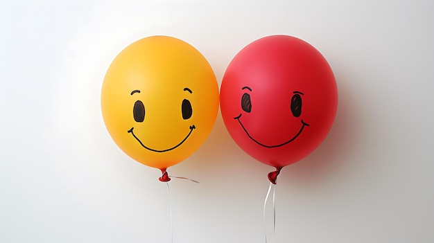 Palloncini divertenti con facce sorridenti isolati su sfondo bianco