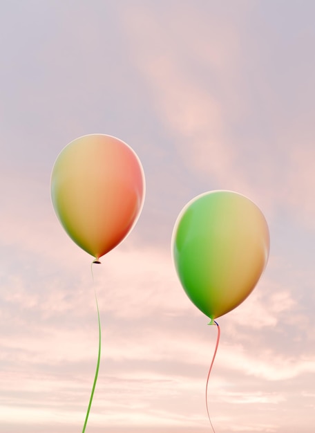 Palloncini gradienti sullo sfondo del cielo