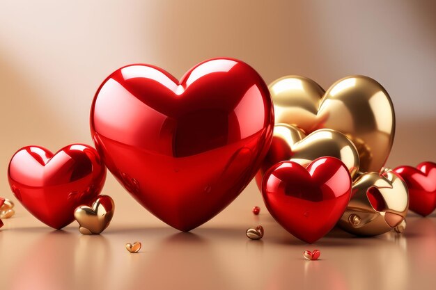 Palloncini in oro rosso a forma di cuore Genera Ai