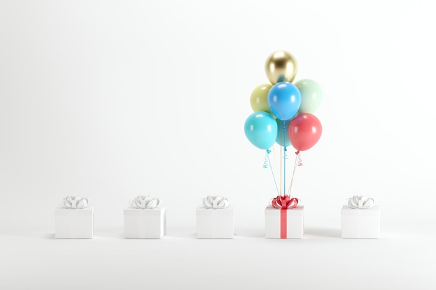 Palloncini multicolori su sfondo bianco