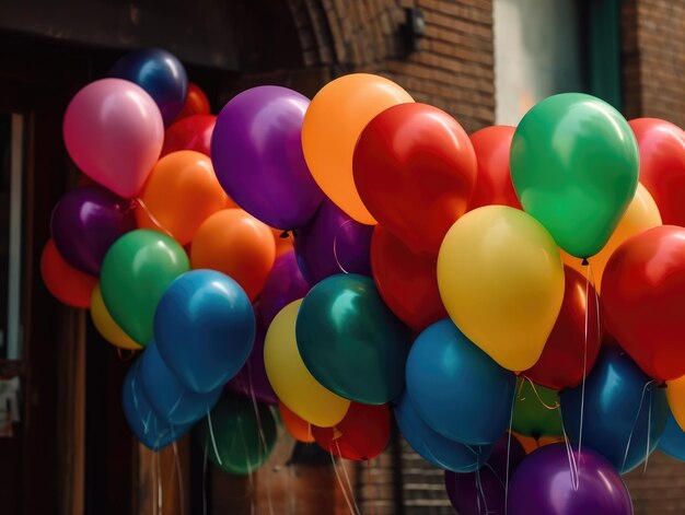 Palloncini nei colori dell'arcobaleno generativo ai