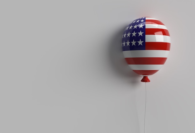 Palloncini patriottici americani di rendering 3D in colori tradizionali. 4 luglio concetto di festa dell'indipendenza degli Stati Uniti.