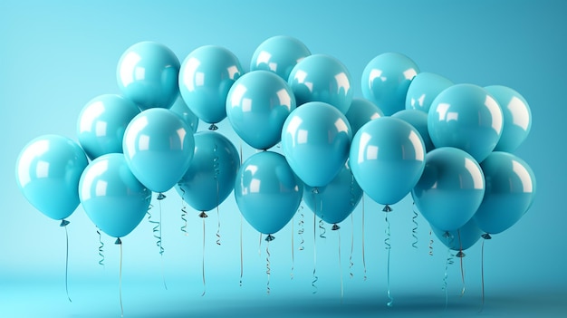 Palloncini per feste di elio blu Generative Ai