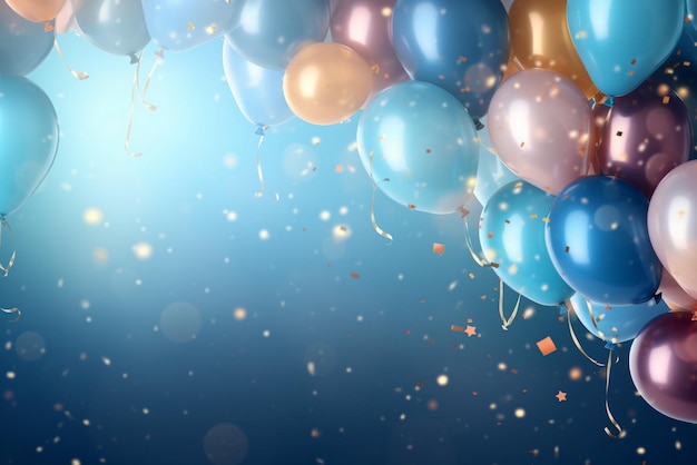 palloncini per la decorazione della festa sfondo festa di compleanno con coriandoli di palloncini decorativi