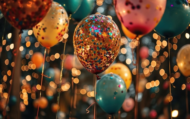 Palloncini pieni di confetti pronti a scoppiare al battito della mezzanotte