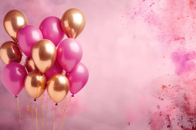 Palloncini rosa con sfondo rosa