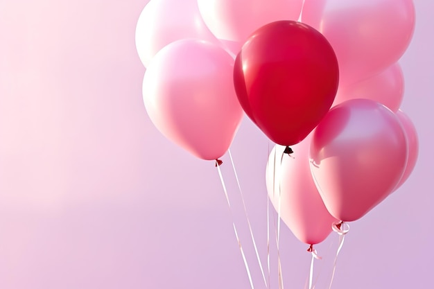 palloncini rosa con spazio di copia colore rosa sfondo rosa mondo AI generato