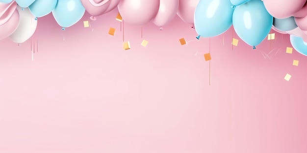 Palloncini rosa e blu con sfondo rosa