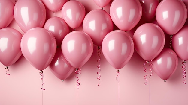 palloncini rosa su sfondo rosa per banner o poster