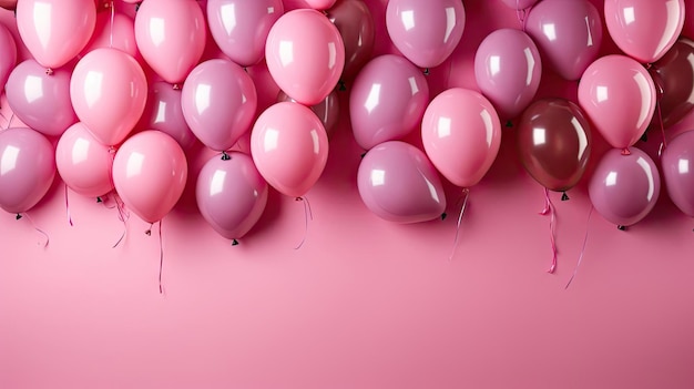 palloncini rosa su sfondo rosa per banner o poster